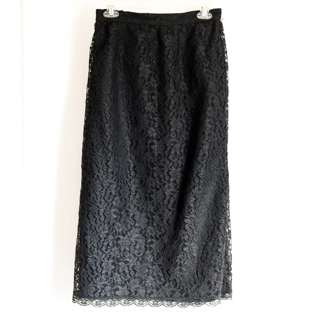 Gunne sax vintage black lace pencil skirt